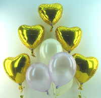 Goldene Herzen Traube + Perlmutt Folienballons