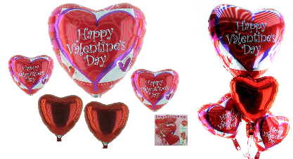 Valentinstag mit Ballons, Bukett aus Folienballons Valentin