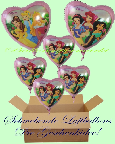 Karton mit 6 Geschenken Luftballons mit Helium für Kinder
