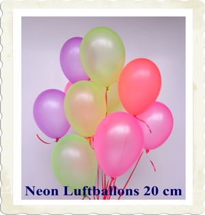 Luftballons Neon, 20 cm, mit Helium in einer Ballontraube