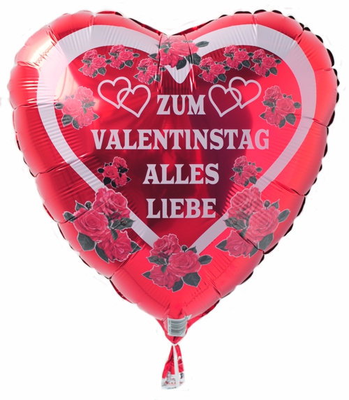 Zum Valentinstag Alles Liebe, Herz-Luftballon mit Helium, rot