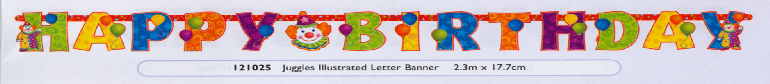 Geburtstagsgirlande mit Clowns zum Kindergeburtstag