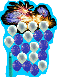 Feuerwerk und Perlmutt-Ballons, Silvesterdekoration