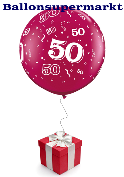 Geschenk mit großem Luftballon zum 50. Geburtstag