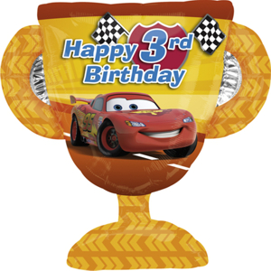 Großer Folienballon zum Geburtstag. Cars Happy Birthday zum 4.