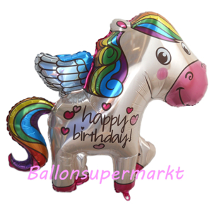 Großer Folienballon zum Geburtstag. Pony Happy Birthday