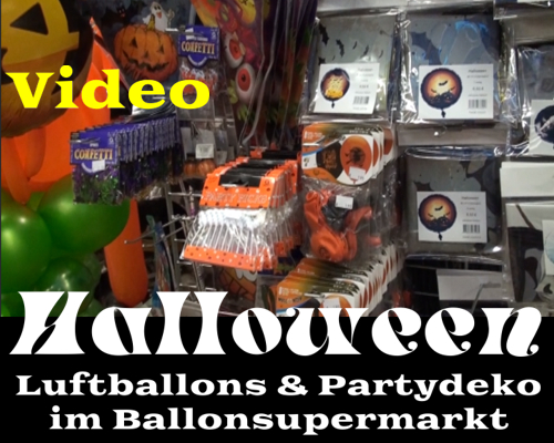 Halloween Partydekoration und Monster Luftballons im Ballonsupermarkt: Video