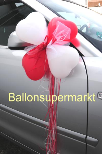 Herzluftballons-Tuell-Hochzeitsschleifen-Autodekoration-Hochzeit