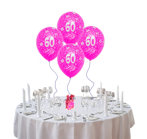 Tischdekoration mit Luftballons zum 60. Geburtstag