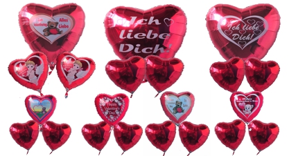 Valentinstag mit Ballons, Bukett aus Folienballons Valentin