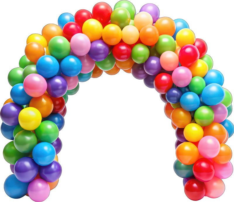 Bunte Girlande aus Luftballons im Bogen
