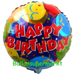 Folienballon Geburtstag, Happy Birthday, Balloons and Confetti