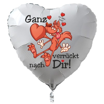 Ganz verrückt nach Dir! Ich liebe Dich! Luftballon in Herzform zum Valentinstag