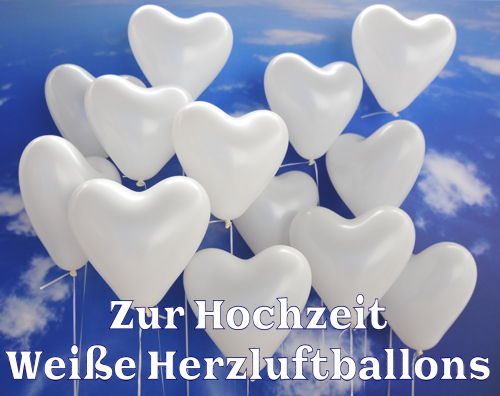 Lieferservice Luftballons Hochzeit, NRW, weiße Herzluftballons zur Hochzeit steigen lassen, Ballon-Taxi, Heliumballons-Express